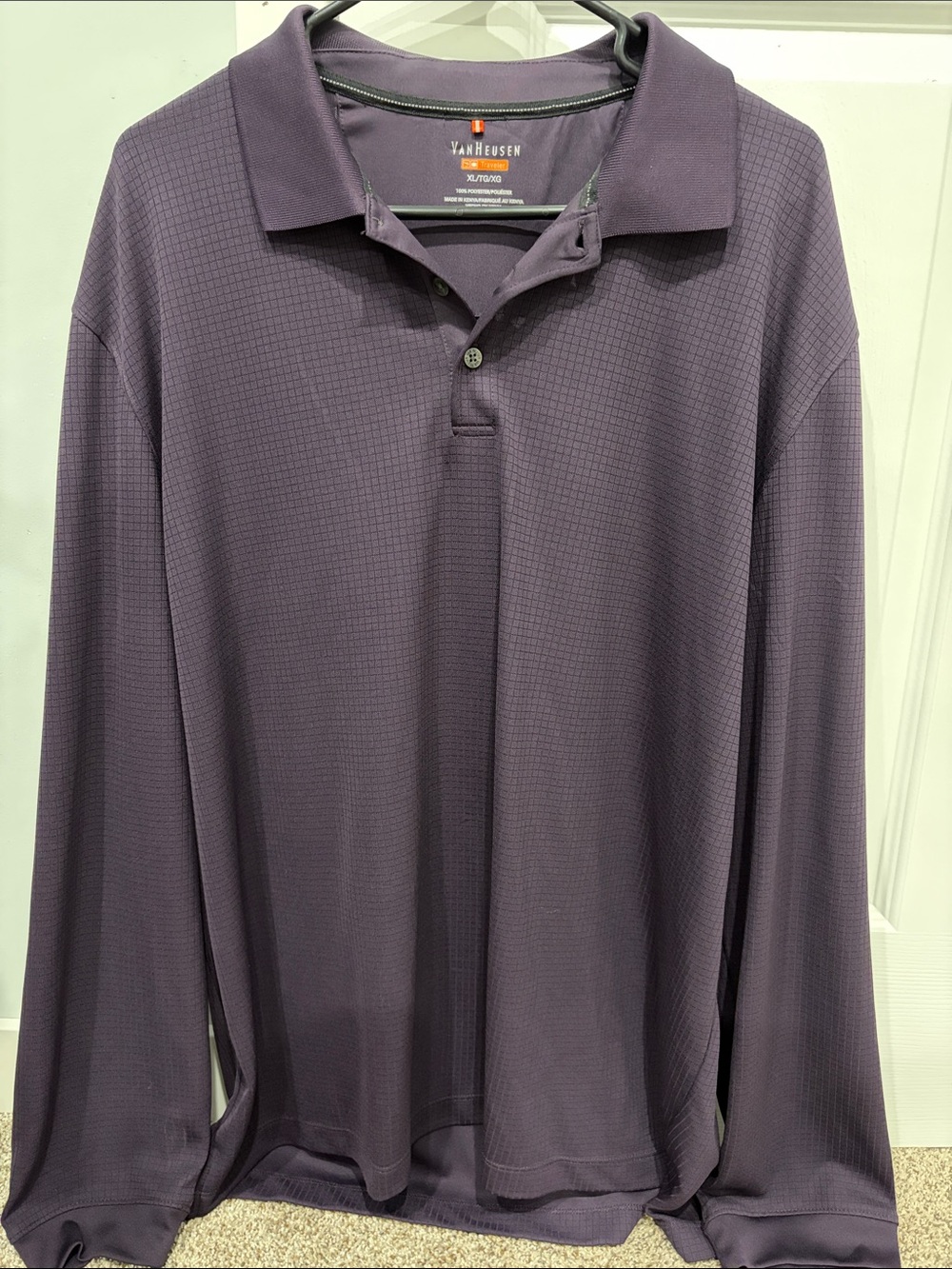 Van Heusen Men's Long-Sleeve Polo in Plum